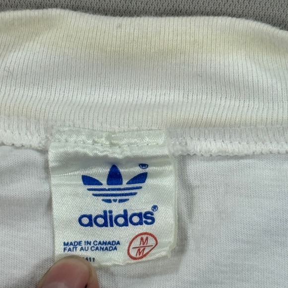 Vintage Adidas Shirt Women's Medium White Blue V-Neck Nautical Short‎ Sleeve - Picture 6 of 6